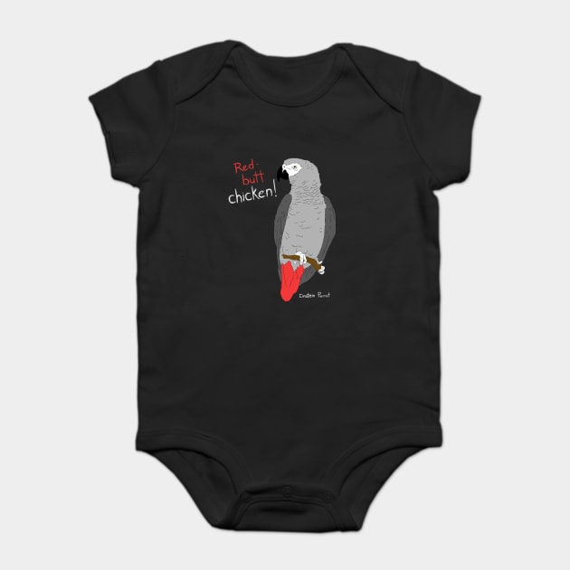 African Grey Parrot Red Butt Chicken Baby Bodysuit by Einstein Parrot